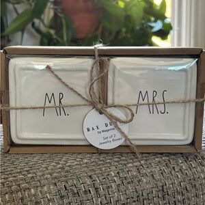 Rae Dunn White Mr. and Mrs. Jewelry Box Set